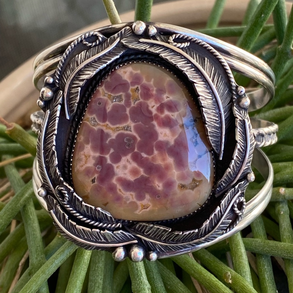 Fossilized Utah Clam Shell Sterling Cuff - image 1